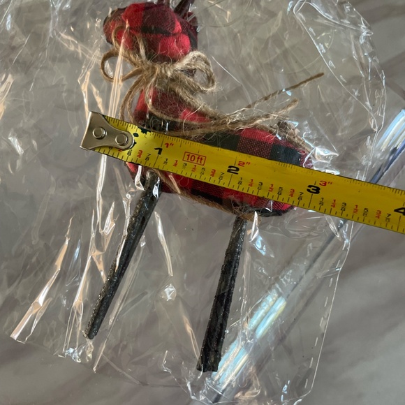 3 RED AND BLK BUFFALO PLAIN MINI DEER XMAS ORNAMENTS NEW - Picture 6 of 8